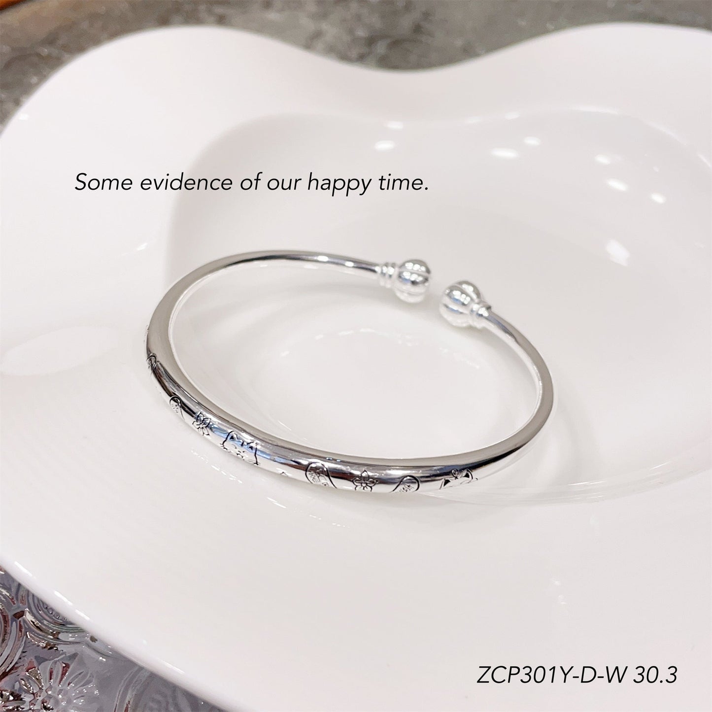 Pumpkin head open bracelet pure silver - jewelry - weilin.com