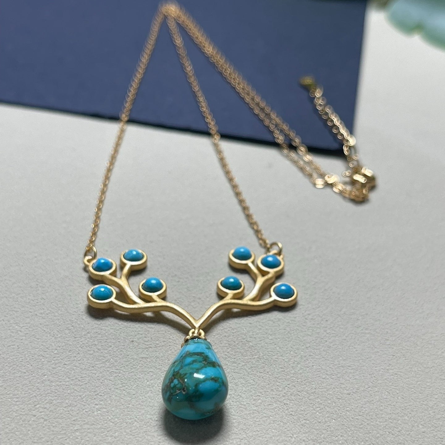 Raw turquoise drop pendant necklace - jewelry - weilin.com