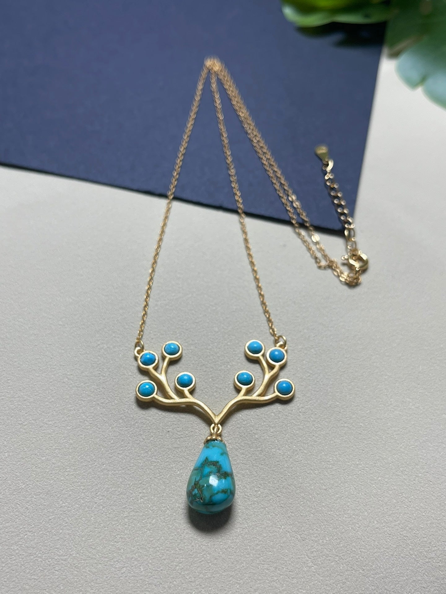 Raw turquoise drop pendant necklace - jewelry - weilin.com