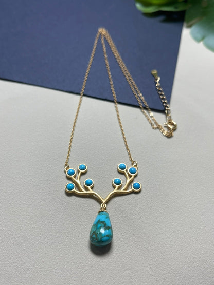 Raw turquoise drop pendant necklace - jewelry - weilin.com