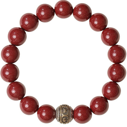 Retro Chinese style cinnabar purple gold sand bracelet Thai silver six - character motto bead bracelet - jewelry - weilin.com