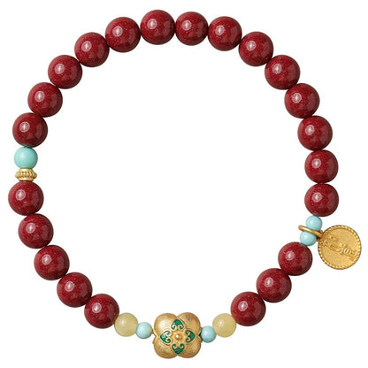 Retro Chinese style purple gold sand cinnabar hand everything goes well bracelet for women - jewelry - weilin.com