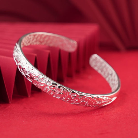 Retro ethnic style auspicious cloud sterling silver bracelet - jewelry - weilin.com