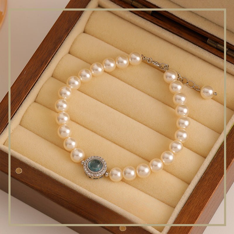 Retro high - end exquisite pearl zircon bracelet - jewelry - weilin.com