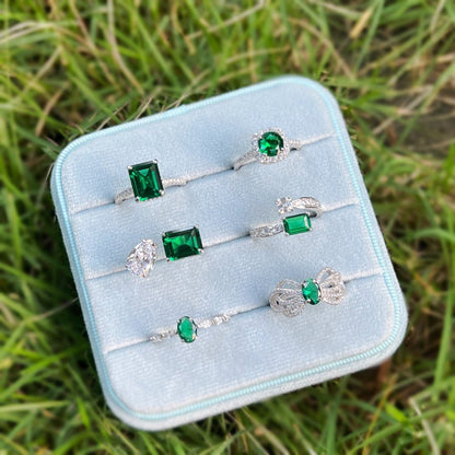 Retro high - end zircon emerald ring - jewelry - weilin.com