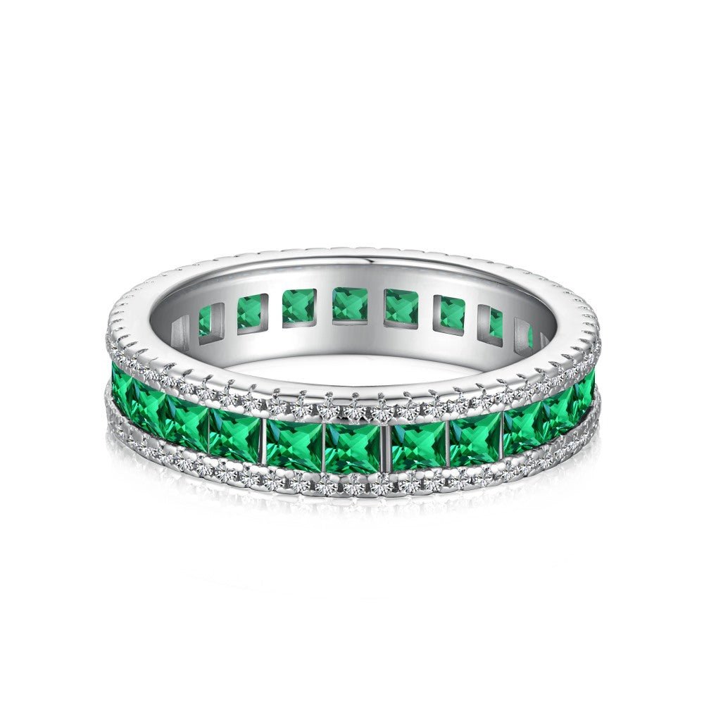 Retro high - end zircon emerald ring - jewelry - weilin.com
