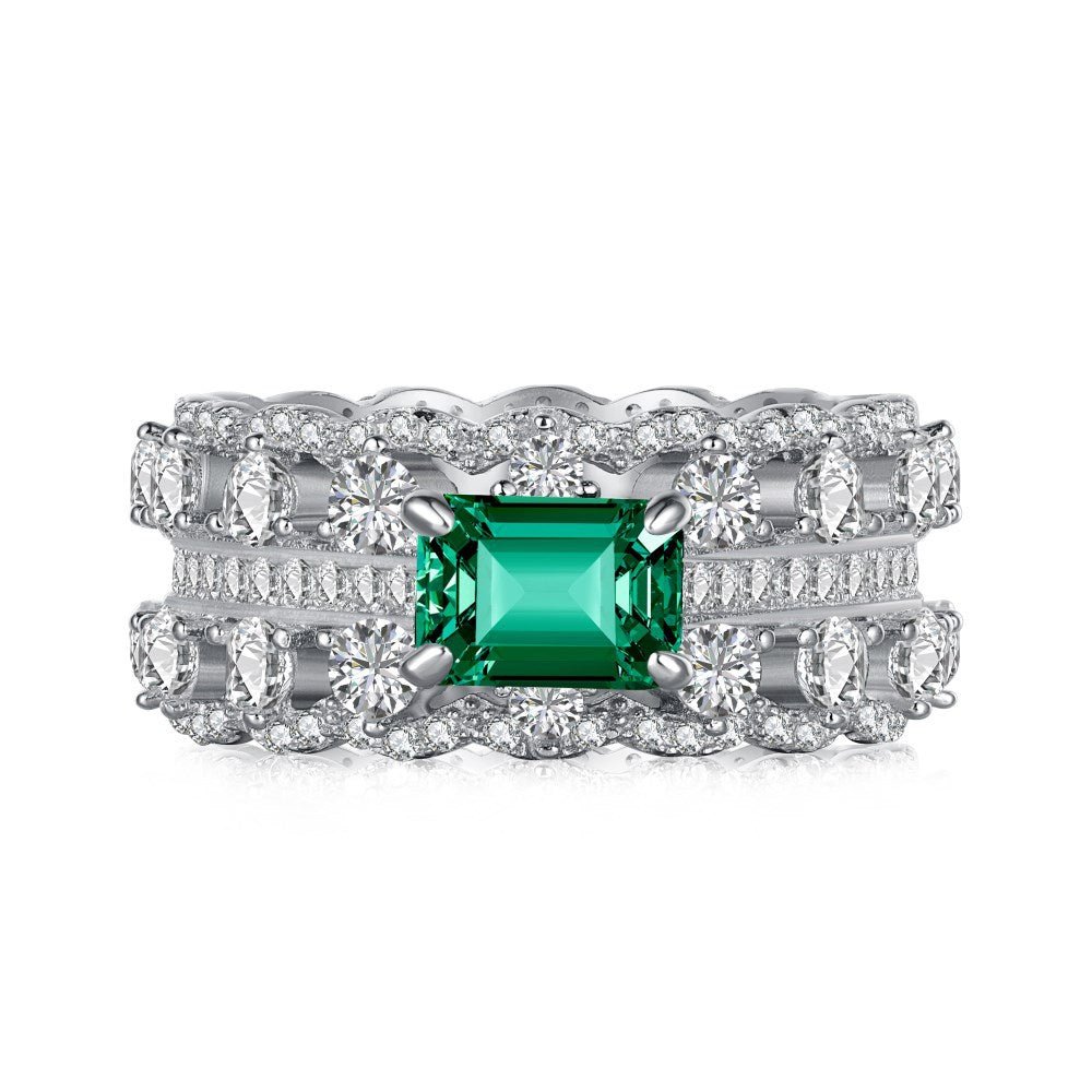 Retro high - end zircon emerald ring - jewelry - weilin.com
