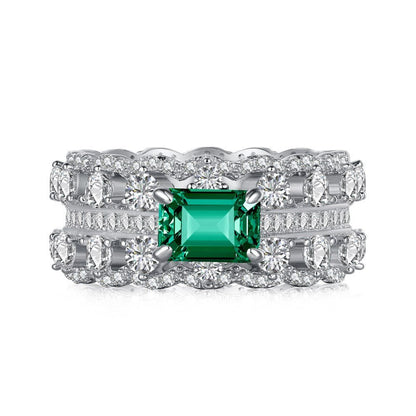 Retro high - end zircon emerald ring - jewelry - weilin.com