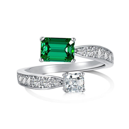 Retro high - end zircon emerald ring - jewelry - weilin.com
