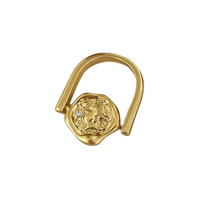 Retro irregular portrait coin personality ring - jewelry - weilin.com