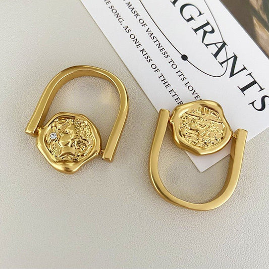 Retro irregular portrait coin personality ring - jewelry - weilin.com