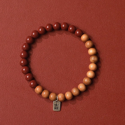 Retro New Chinese Cinnabar Purple Gold Sand Peach Wood Bracelet Ji Brand Bracelet - jewelry - weilin.com