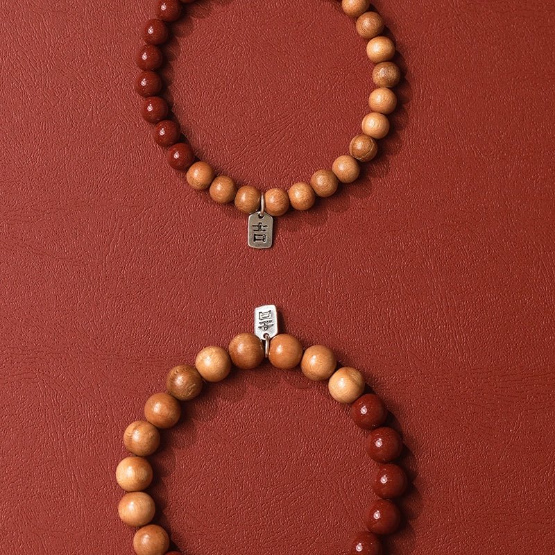 Retro New Chinese Cinnabar Purple Gold Sand Peach Wood Bracelet Ji Brand Bracelet - jewelry - weilin.com