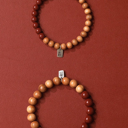 Retro New Chinese Cinnabar Purple Gold Sand Peach Wood Bracelet Ji Brand Bracelet - jewelry - weilin.com