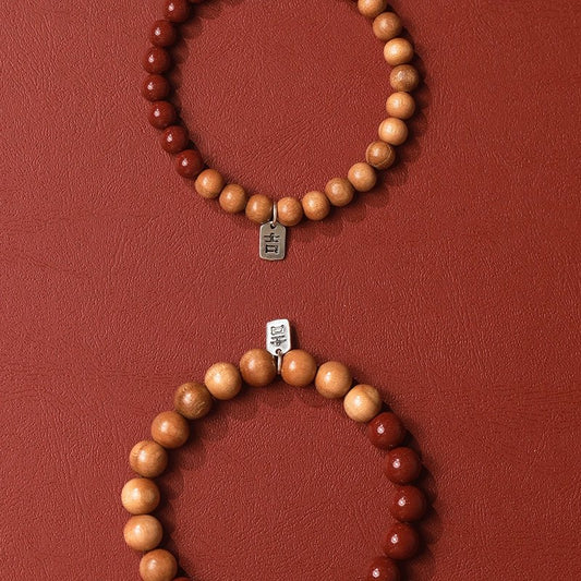 Retro New Chinese Cinnabar Purple Gold Sand Peach Wood Bracelet Ji Brand Bracelet - jewelry - weilin.com