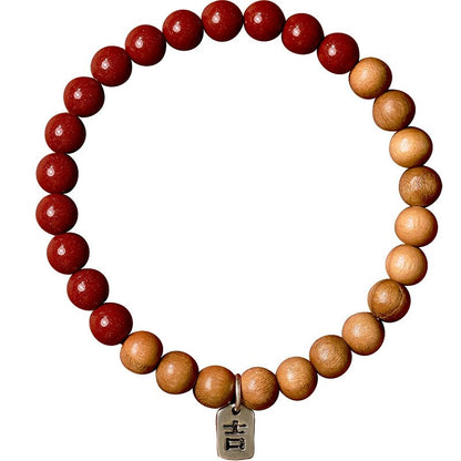 Retro New Chinese Cinnabar Purple Gold Sand Peach Wood Bracelet Ji Brand Bracelet - jewelry - weilin.com