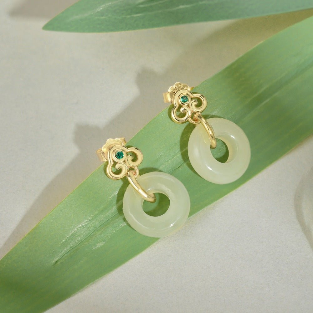 Retro New Chinese Peace Buckle Earrings - jewelry - weilin.com