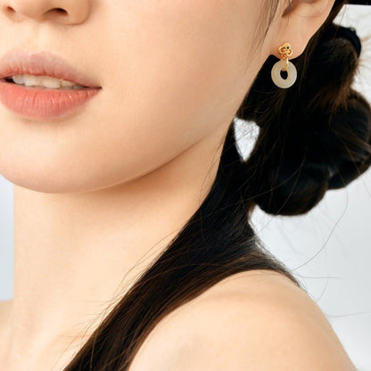 Retro New Chinese Peace Buckle Earrings - jewelry - weilin.com
