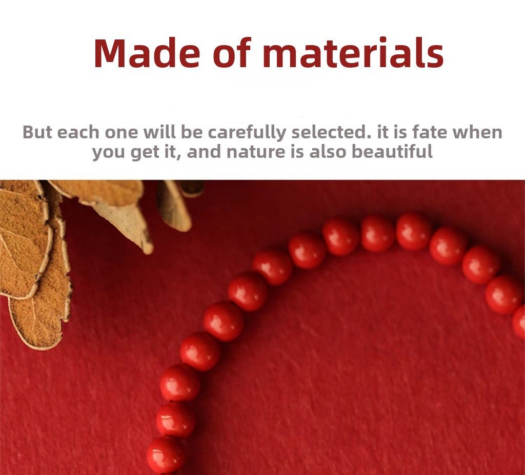 Retro New Chinese Style cinnabar red sand bracelet pure silver Ruyi lotus bracelet - jewelry - weilin.com
