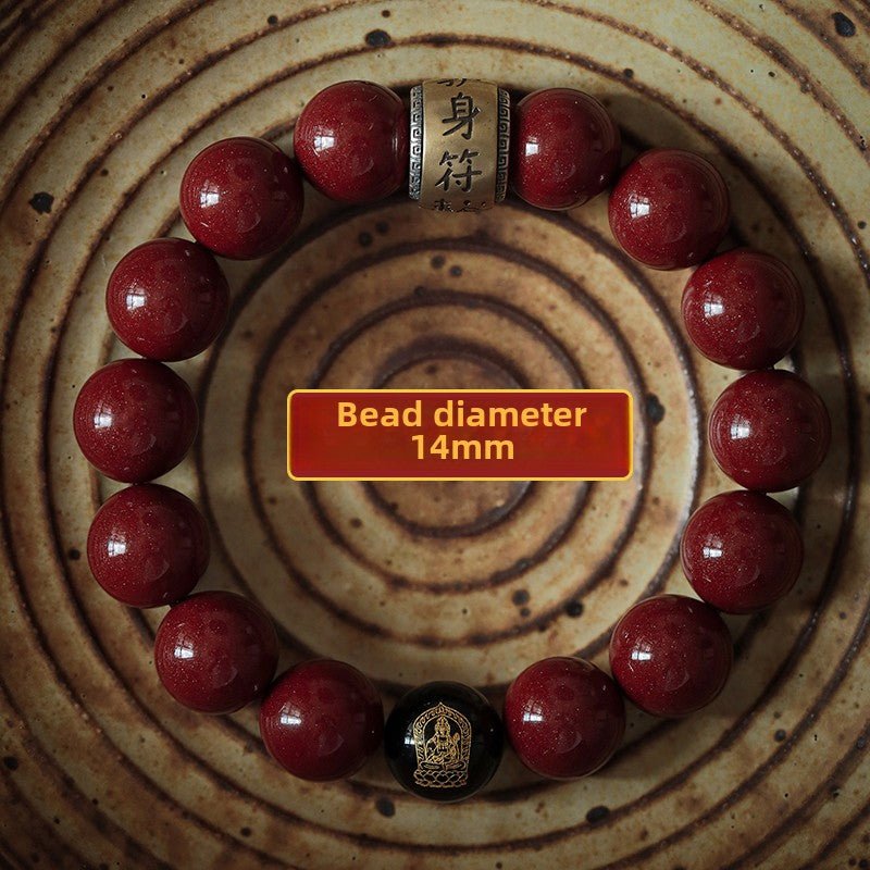 Retro New Chinese style purple gold sand cinnabar bracelet black agate bracelet men's - jewelry - weilin.com