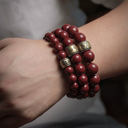 Retro New Chinese style purple gold sand cinnabar bracelet black agate bracelet men's - jewelry - weilin.com