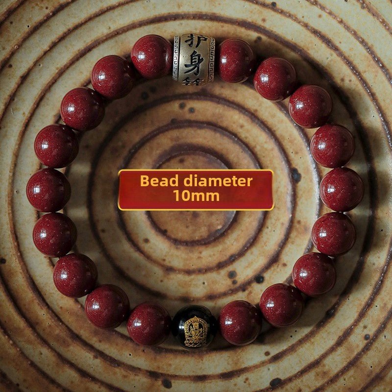Retro New Chinese style purple gold sand cinnabar bracelet black agate bracelet men's - jewelry - weilin.com