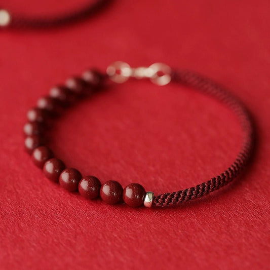 Retro New Chinese style purple gold sand cinnabar bracelet hand - woven bracelet - jewelry - weilin.com