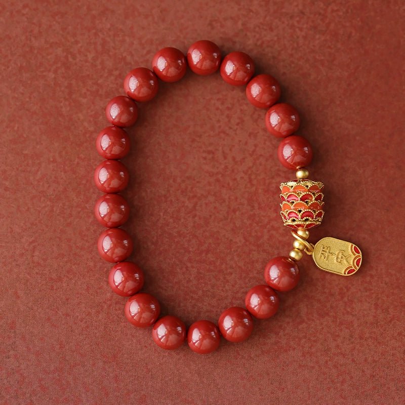 Retro palace Chinese style cinnabar bracelet emperor sand bracelet - jewelry - weilin.com