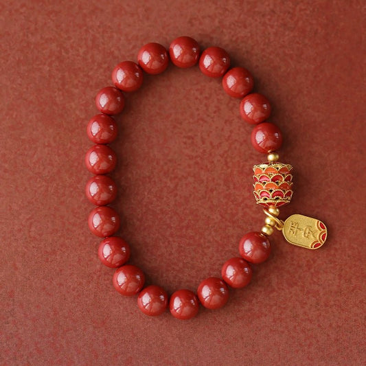 Retro palace Chinese style cinnabar bracelet emperor sand bracelet - jewelry - weilin.com