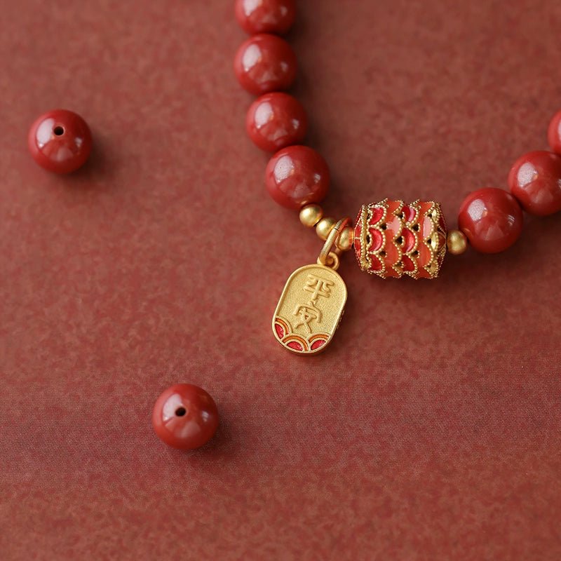 Retro palace Chinese style cinnabar bracelet emperor sand bracelet - jewelry - weilin.com