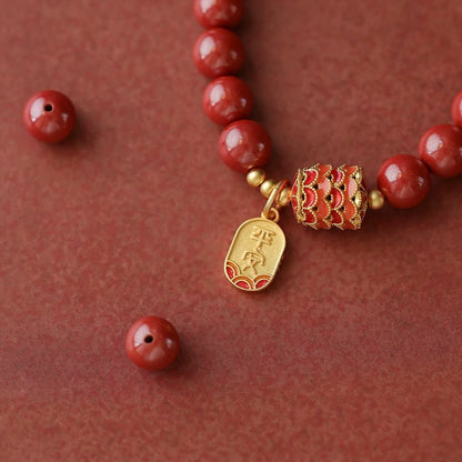 Retro palace Chinese style cinnabar bracelet emperor sand bracelet - jewelry - weilin.com