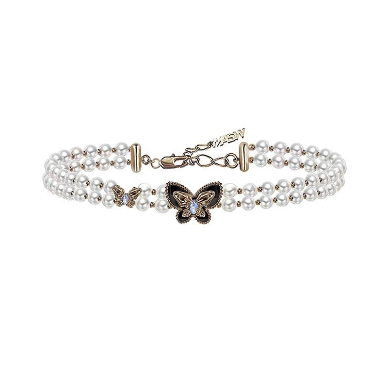 Retro pearl butterfly necklace - jewelry - weilin.com