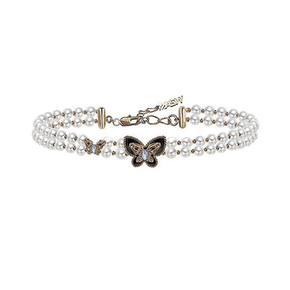 Retro pearl butterfly necklace - jewelry - weilin.com