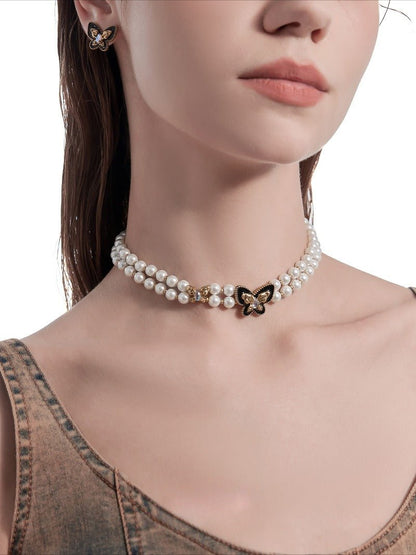 Retro pearl butterfly necklace - jewelry - weilin.com