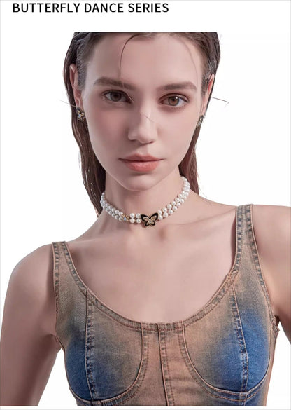 Retro pearl butterfly necklace - jewelry - weilin.com