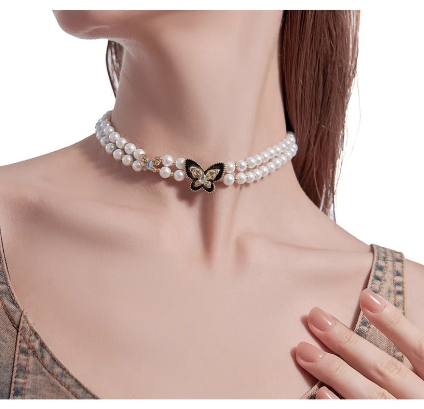Retro pearl butterfly necklace - jewelry - weilin.com