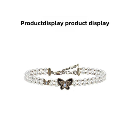 Retro pearl butterfly necklace - jewelry - weilin.com