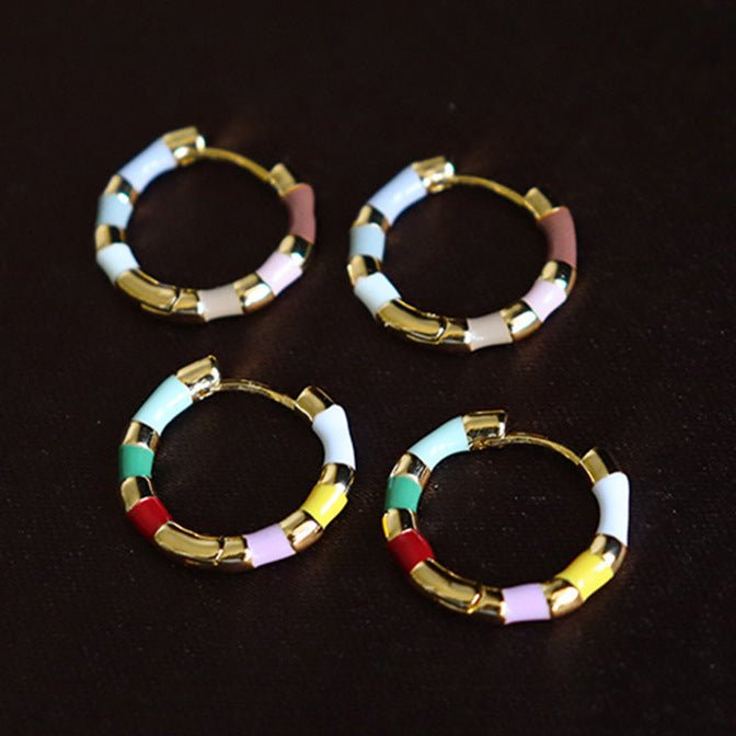 Retro personality colorful oil drip enamel earrings - jewelry - weilin.com