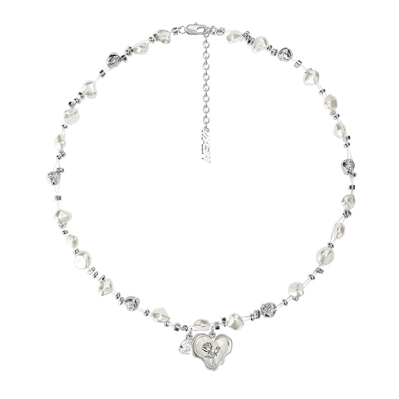 Rose flower pearl necklace - jewelry - weilin.com