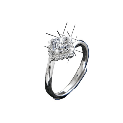 Rose Nebula Princess Square Zirconia Ring - jewelry - weilin.com