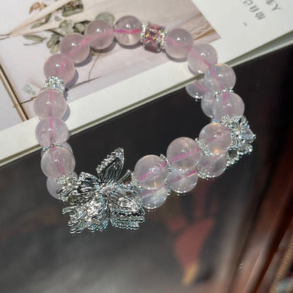 Rose Quartz Butterfly Bracelet - jewelry - weilin.com
