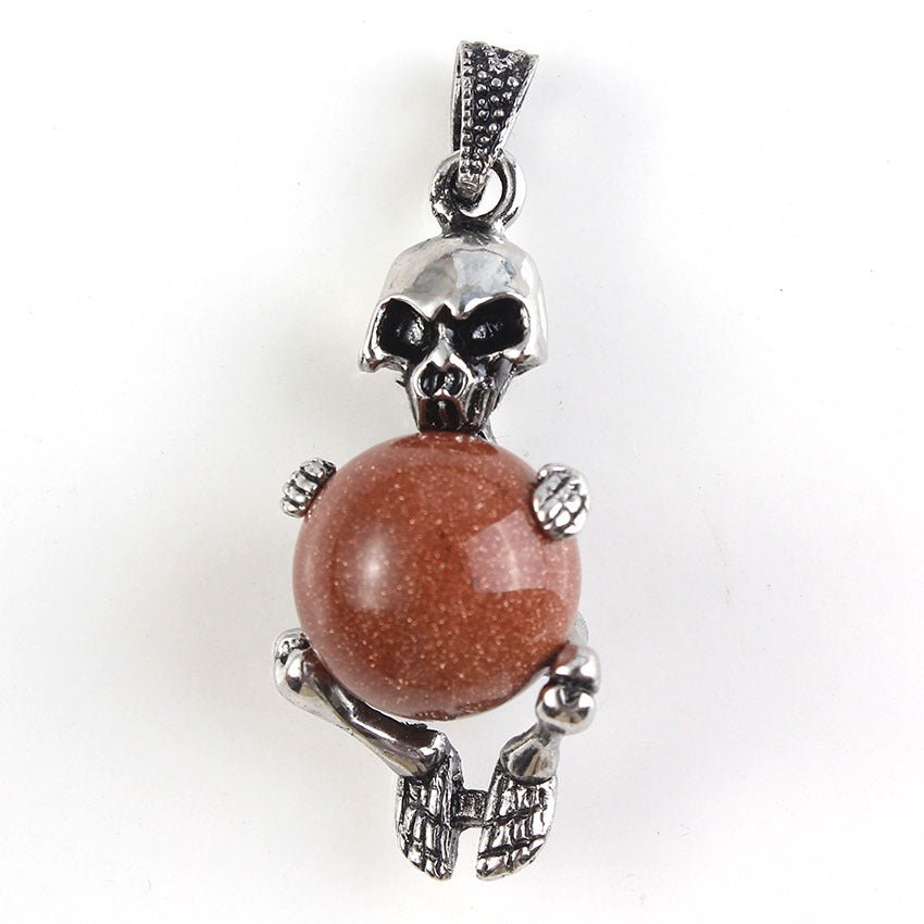 Round Bead Skull Pendant - jewelry - weilin.com