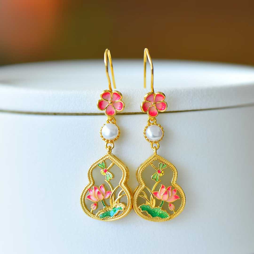 S925 Silver Inlaid Hetian Nephrite "Butterfly - Lover & Gourd" Jewelry Set - jewelry - weilin.com