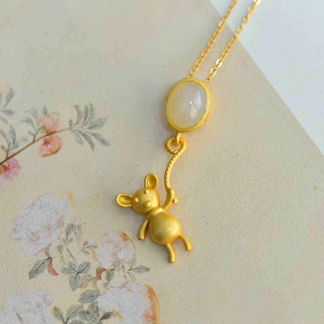 S925 Silver Inlaid Hetian Nephrite "Little Bear" Pendant - jewelry - weilin.com