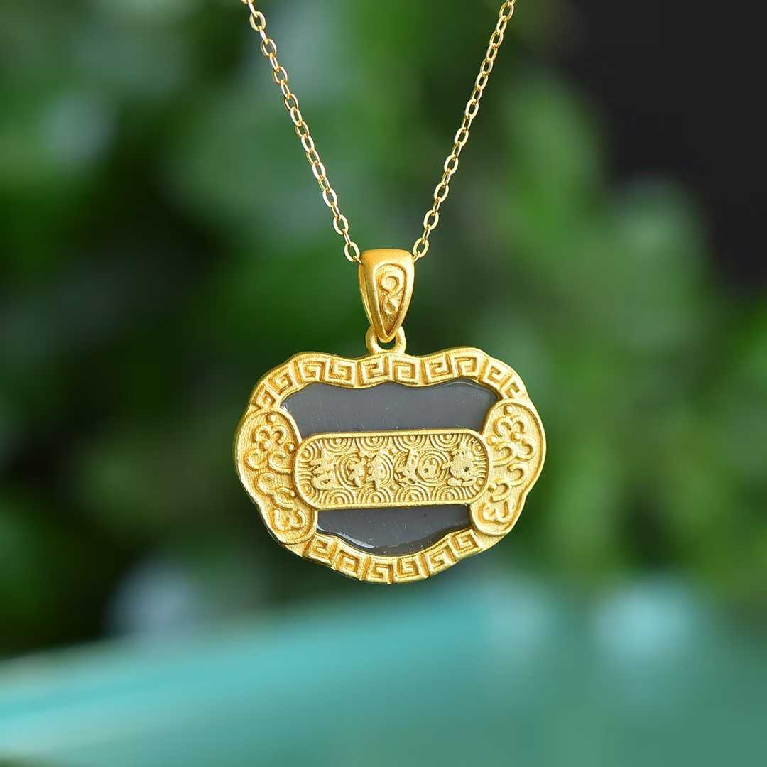 S925 Silver Inlaid Hetian Nephrite "Locket" Pendant - jewelry - weilin.com