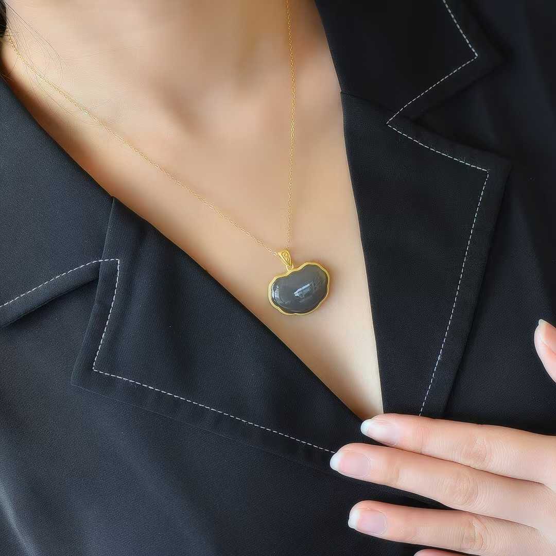 S925 Silver Inlaid Hetian Nephrite "Locket" Pendant - jewelry - weilin.com