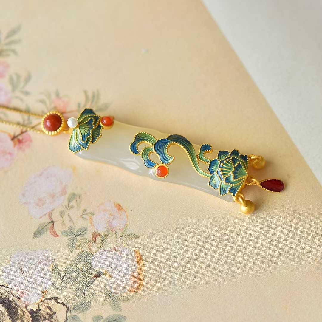 S925 Silver Inlaid Hetian Nephrite "Prosperity & Auspiciousness" Pendant - jewelry - weilin.com