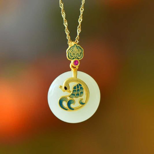 S925 Silver Inlaid Hetian Nephrite "Prosperity & Peace Buckle" Jewelry Set - jewelry - weilin.com