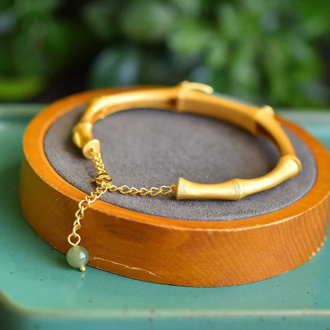 S925 Silver Inlaid Hetian Nephrite "Steady Progress" Bracelet - jewelry - weilin.com