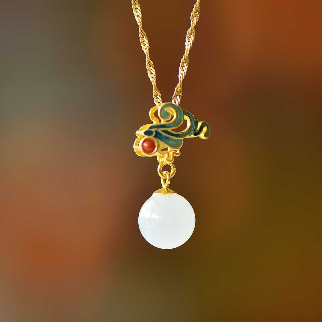 S925 Silver Inlaid Nephrite "Complete Perfection" Enamel Jewelry Set - jewelry - weilin.com